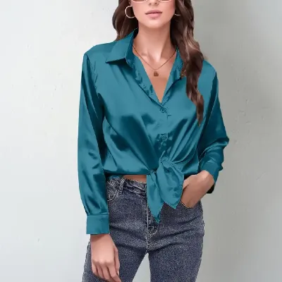 WOMEN SATIN SILK LOOSE SHIRT
